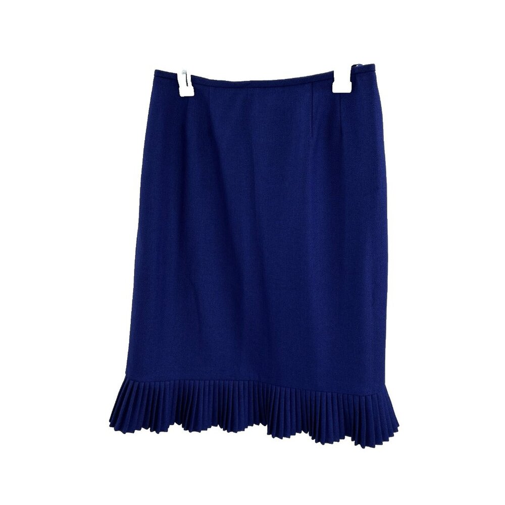 Le Suit Womens Size 8 Blue Pleated Hem Pencil Skirt Career Office Wear
